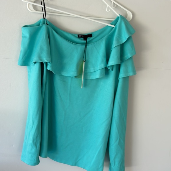 NWT Gibson One Side Off The Shoulder TEAL  Top  Size L - Picture 3 of 6